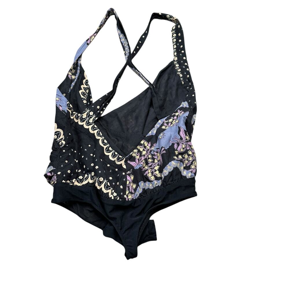 FREE PEOPLE Sweet Thing One Piece Bodysuit Paisley Black Blue Women's Size Small - Picture 8 of 10